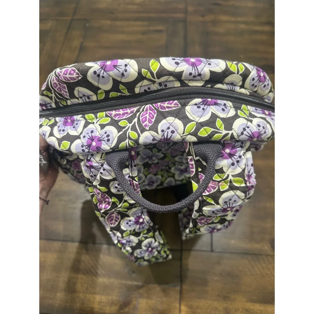Vera Bradley Plum Crazy Small Backpack Bookbag Retired Purple Floral Cotton